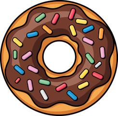 Chocolate frosted donut with colorful sprinkles sweet treat vector