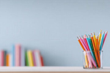 minimalist photograph depicting essential school supplies with focus on single object
