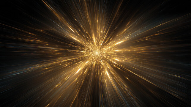 abstract golden light rays spreading from center