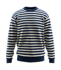 Navy and white striped crewneck sweater