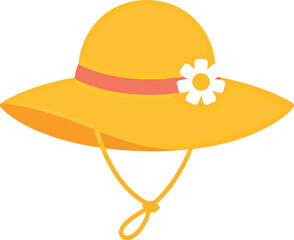 Yellow sun hat for kids with flower accent vector
