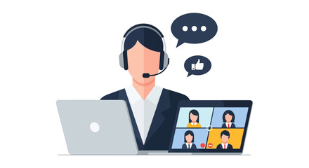 Customer support agent conducting a virtual meeting.