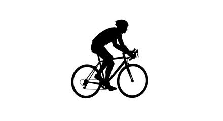 Fototapeta premium Silhouette of a cyclist on a racing bicycle against a white background