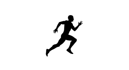 Silhouette of a man running with his right arm forward and left leg backward