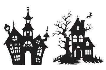 halloween castle vector illustration