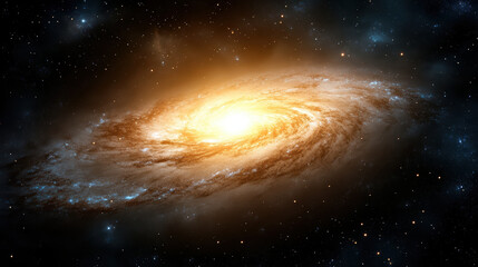 Fototapeta premium Bright spiral galaxy core glowing in vast universe, showcasing cosmic beauty and wonder