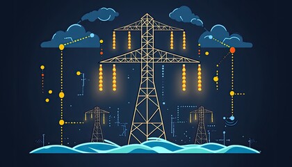 Power grid, interconnected, futuristic, digital, energy, transmission