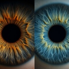 Colorful human eye in zoom