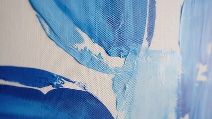 Abstract Blue Brushstroke Painting on Canvas