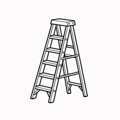 A-frame stepladder sketch isolated on white for diy and renovation projects vector