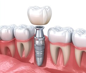 Dental implant with crown in gums