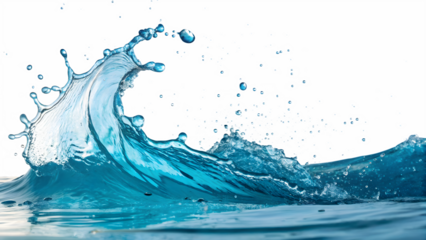 Water splashes and drops isolated on transparent background