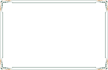 Elegant Green and Golden Decorative Frame with Floral Ornaments. 958