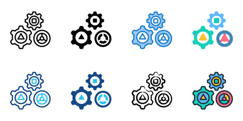 Machinery icon set multiple style collection 
