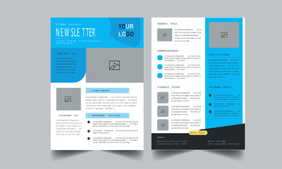 A4 Modern Blue Yellow Education Newsletter