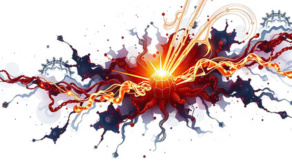 colorful splashes on black background