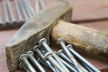 Hammer and nails, home workshop tinkering, repair.
