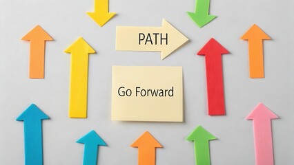 Colorful Arrows and Sticky Notes Indicating the Path Forward