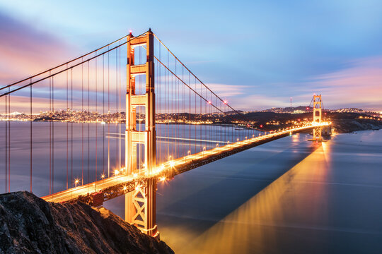 Golden gate bridge at dawn, San Francisco, California, USA