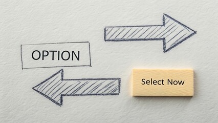 Choice Concept with Arrows and Buttons on a Textured Background