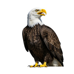 Obraz premium Bald eagle looking to the side isolated on transparent background