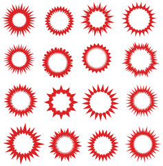Fototapeta premium Collection of Red Starburst Frames