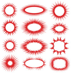 Collection of Red Starburst and Oval Burst Frames
