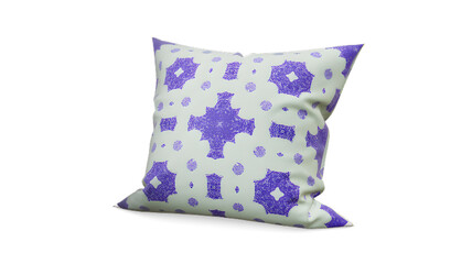Purple and Green Pillow with Geometric Pattern Home Decor Textile Design Isolated on white background