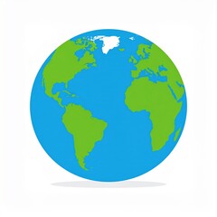 Naklejka premium Simplified world map illustration, continents, green landmasses, blue oceans, global representation.