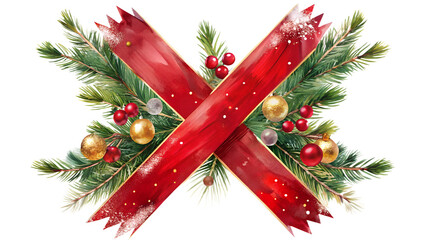 Red Brushstroke X Marks Christmas Border