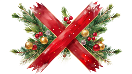 Red Brushstroke X Marks Christmas Border