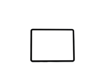 A blank rectangular screen with a thin black bezel, isolated on a black background