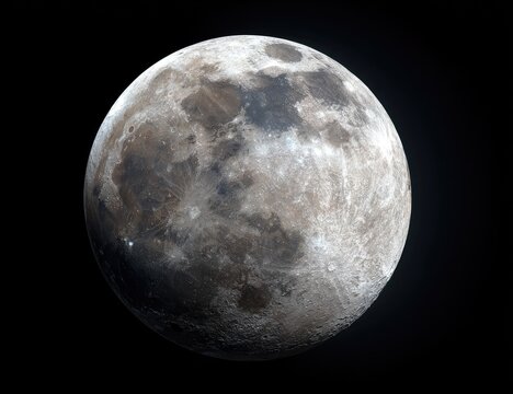 Detailed close-up view of the moon's surface