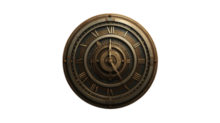 Detailed Ornate Steampunk Style Time Clock with Roman Numerals Decoration