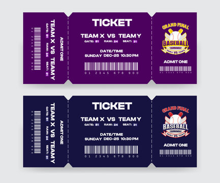 Sports Ticket Card. Baseball ticket design template. Card invitation,Tickets design template for baseball tournament