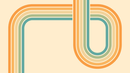 Abstract background of rainbow groovy Wavy Line design in 1970s Hippie Retro style. Vector pattern ready to use for cloth, textile, wrap and other.