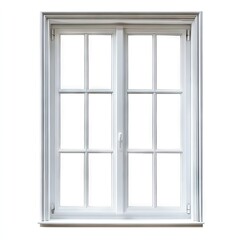 White double-hung window, rectangular frame, divided panes