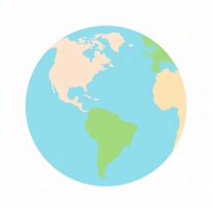 Simple pastel-colored illustration of Earth, showing continents and oceans.