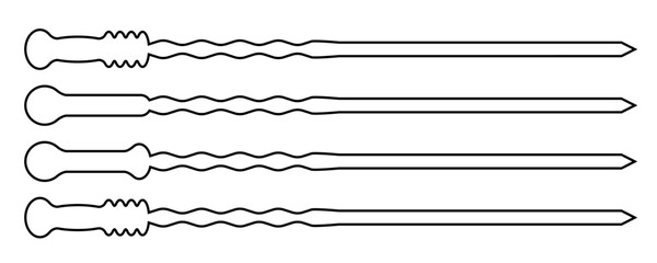 Fototapeta premium Metal skewer sticks vector icon. Empty steel barbecue utensils, new bbq sticks