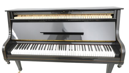 Fototapeta premium Black upright piano, front view