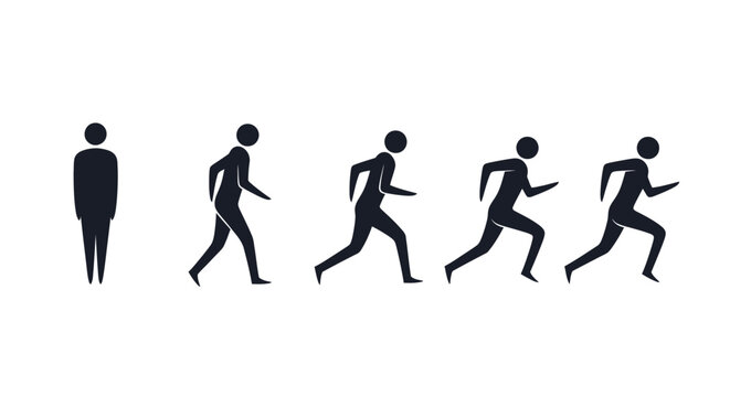 Man walking and running motion sequence silhouette vector illustration. Vector Illustrations. EPS Editable