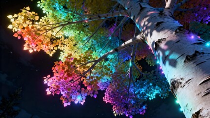 Mystic Aspen Woods with Rainbow-Glowing Foliage
