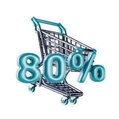 Shopping cart Sale 80 percent 3D