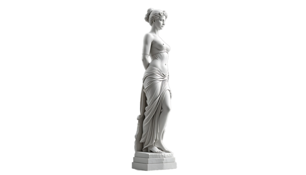 Venus de Milo Statue 3D Render White Marble Classical Sculpture Isolated PNG