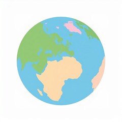 Fototapeta premium Simple, stylized illustration of the Earth globe, showing continents in pastel colors.
