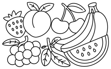 Fresh fruit collection vector illustration scalable line art for design projects silhouette vector illustration white background