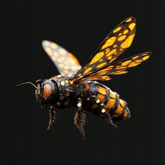 Detailed 3D model of a stylized, flying insect