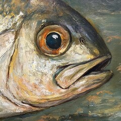 Close-up painting of a fish's head (1)