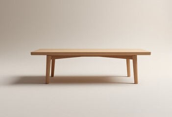 Minimalist wooden coffee table with tapered legs on a neutral background