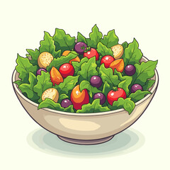 A bowl filled with a colorful and fresh salad consisting of lettuce, tomatoes, grapes, and croutons.